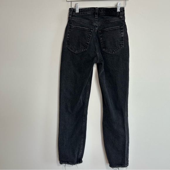 Abercrombie & Fitch High Rise Distressed Black Straight Leg Jeans Women’s 00/24” - Picture 7 of 9
